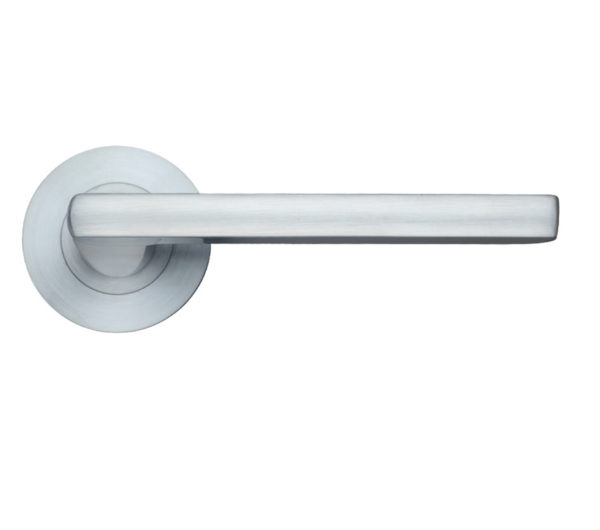 Zoo Hardware Stanza Venice Lever On Round Rose, Satin Chrome (sold in pairs)