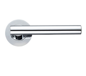Zoo Hardware Stanza Lucca Lever On Round Rose, Polished Chrome (sold in pairs)