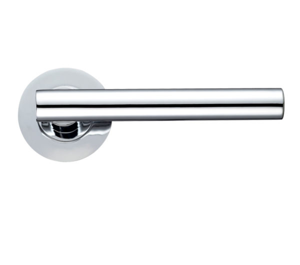 Zoo Hardware Stanza Lucca Lever On Round Rose, Polished Chrome (sold in pairs)