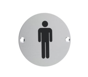 Zoo Hardware ZSA Door Sign - Male Sex Symbol, Satin Aluminium