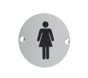 Zoo Hardware ZSA Door Sign - Female Sex Symbol, Satin Aluminium