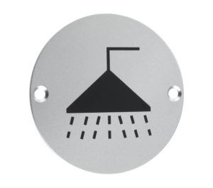 Zoo Hardware ZSA Door Sign - Shower Symbol, Satin Aluminium