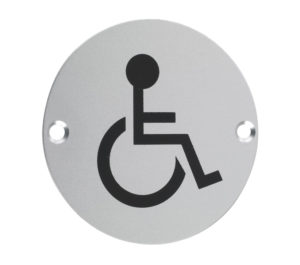 Zoo Hardware ZSA Door Sign - Disabled Facilities Symbol, Satin Aluminium