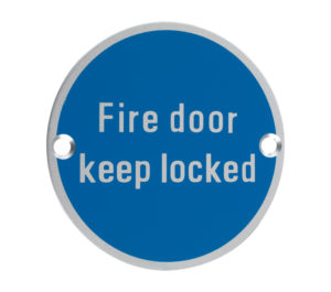 Zoo Hardware ZSA Door Sign - Fire Door Keep Locked, Satin Aluminium