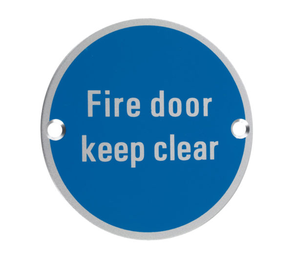 Zoo Hardware ZSA Door Sign - Fire Door Keep Clear, Satin Aluminium