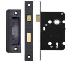 Zoo Hardware 3 Lever Contract Sash Lock (64mm OR 76mm), Powder Coated Black