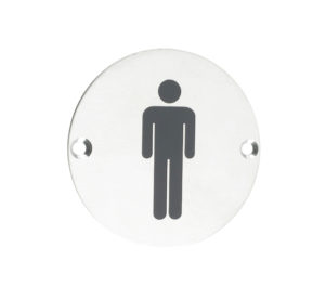 Zoo Hardware ZSS Door Sign - Male Sex Symbol, Polished Stainless Steel
