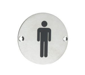 Zoo Hardware ZSS Door Sign - Male Sex Symbol, Satin Stainless Steel