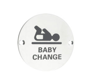 Zoo Hardware ZSS Door Sign - Baby Change Symbol, Polished Stainless Steel