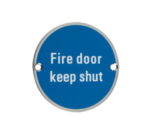 Zoo Hardware ZSS Door Sign - Fire Door Keep Shut, Satin Stainless Steel