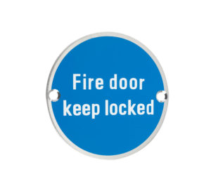 Zoo Hardware ZSS Door Sign - Fire Door Keep Locked, Polished Stainless Steel