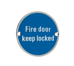 Zoo Hardware ZSS Door Sign - Fire Door Keep Locked, Satin Stainless Steel