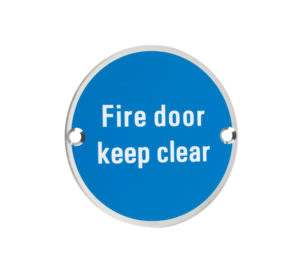 Zoo Hardware ZSS Door Sign - Fire Door Keep Clear, Polished Stainless Steel