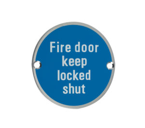 Zoo Hardware ZSS Door Sign - Fire Door Keep Locked Shut, Satin Stainless Steel