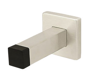 Steelworx Square Skirting Wall Door Stop With Rubber Buffer - Grade 304 Satin Stainless Steel