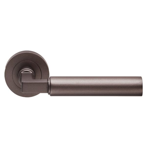 Amiata Door Handles On Round Rose, Matt Bronze (sold in pairs)