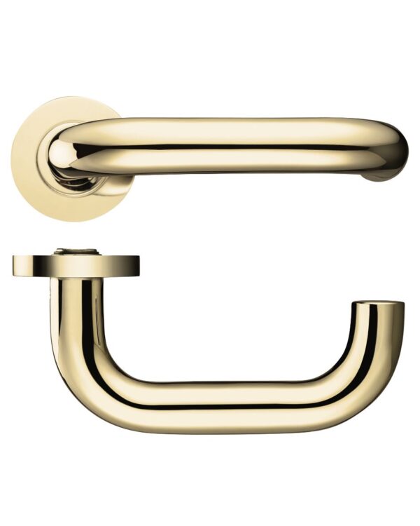 Zoo Hardware Fulton & Bray Rtd Lever On Round Rose, Polished Brass (Sold In Pairs)