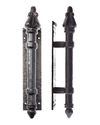 Zoo Hardware Foxcote Foundries Round Pull Handle On Backplate (64Mm X 305Mm), Black Antique