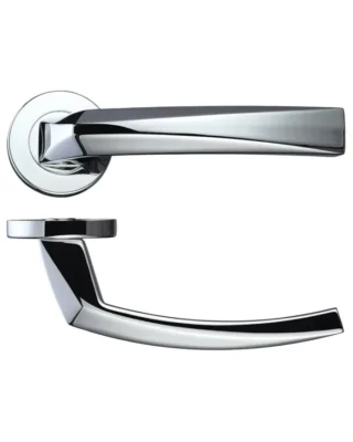 Zoo Hardware Rosso Maniglie Hydra Lever On Round Rose, Satin Chrome (Sold In Pairs)