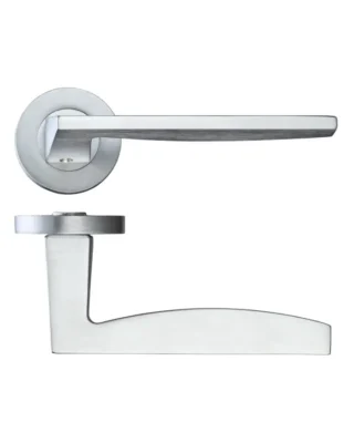 Zoo Hardware Rosso Maniglie Pavo Lever On Round Rose, Satin Chrome (Sold In Pairs)