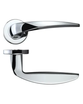 Zoo Hardware Rosso Maniglie Cygnus Lever On Round Rose, Satin Chrome (Sold In Pairs)