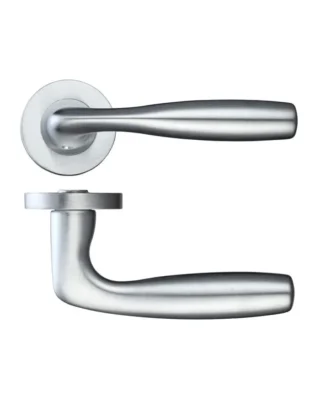 Zoo Hardware Rosso Maniglie Corvus Lever On Round Rose, Satin Chrome (Sold In Pairs)