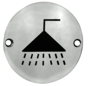Eurospec Shower Symbol Sign, Polished Stainless Steel OR Satin Stainless Steel Finish