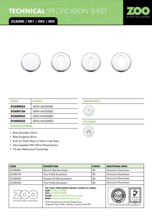 Zoo Hardware Contract Aluminium Oval Profile Escutcheon, Satin Aluminium - Image 2