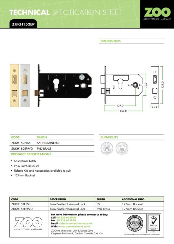 Zoo Hardware Horizontal Lock-152mm - Image 3