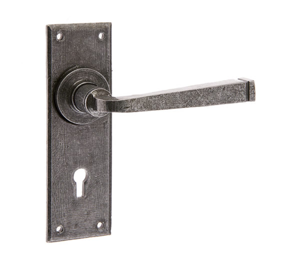 Valley forge lever lock set Patina pewter finish