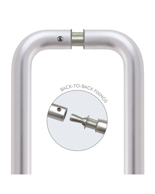 Zoo Hardware Architectural Aluminium Back To Back Pull Handles (19Mm Or 22Mm Bar Diameter), Satin Aluminium