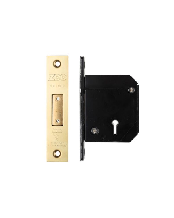 Zoo Hardware British Standard 5 Lever Chubb Retro-Fit Dead Lock (67Mm Or 80Mm), Pvd Stainless Brass