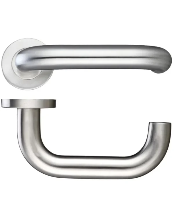 Zoo Hardware Zcs2 Contract Rtd Lever On Round Rose, Satin Stainless Steel (Sold In Pairs)