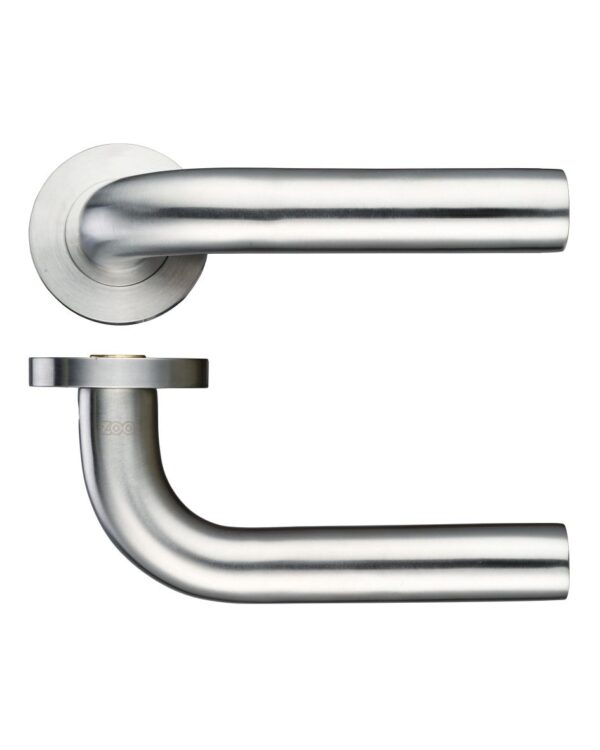 Zoo Hardware Zps Radius Lever On Round Rose, Satin Stainless Steel (Sold In Pairs)