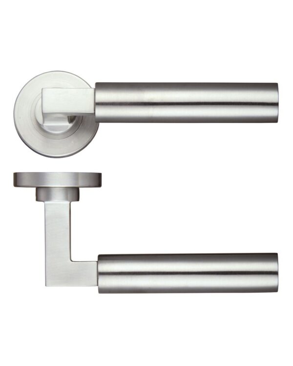 Zoo Hardware Zps Orion Lever On Round Rose, Satin Stainless Steel (Sold In Pairs)