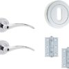 IRONMONGERY SOLUTIONS Lock Pack of Door Handle,3 Lever Sashlocks,Escutcheons & Hinges - Pack of Door Handle in Polished Chrome Finish