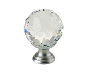 Crystal Cabinet Knob (20mm, 30mm OR 40mm), Satin Chrome With Swarovski Crystal