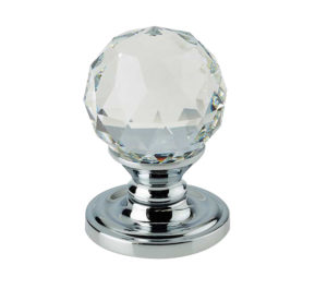 Swarovski Crystal Faceted Mortice Door Knob, Polished Chrome (sold in pairs)