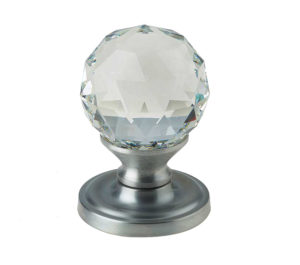Swarovski Crystal Faceted Mortice Door Knob, Satin Chrome (sold in pairs)