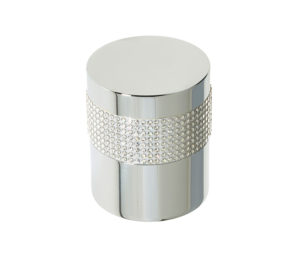 Cylindrical Mortice Door Knob, Polished Chrome With Swarovski Crystal On A Silver Band
