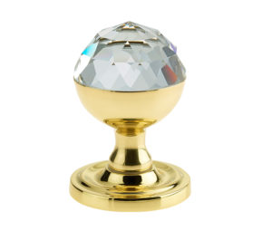 Swarovski Crystal Faceted Mortice Door Knob, Polished Brass (sold in pairs)