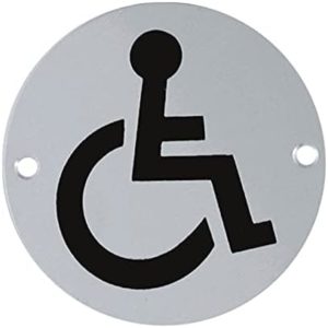 Disabled Door Sign Unisex -150x100mm - Polish Stainless Steel