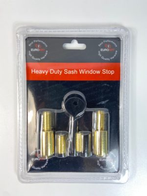EUROART Quality Roller Heavy Duty Sash Window Stop Restrictor for Child Safety and Security-Comes with Key in Polished Brass Dim 50X17X17mm