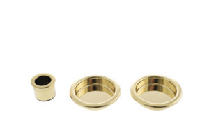 AGB Round Sliding Door Flush Pull - Polished Brass