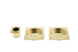 AGB Square Sliding Door Flush Pull - Polished Brass