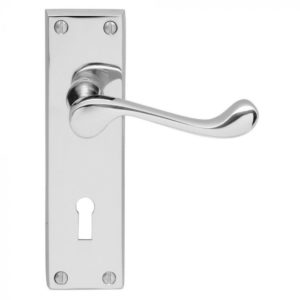 Carlisle Brass CBS54CP Victorian Scroll Lever On Backplate - Lock 57mm C/C (Contract Range) 155mm x 40mm Polished Chrome