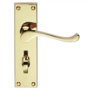 Victorian Scroll Lever Latch Handle on Backplate (Contract Range) -  155mm x 40mm - Polished Brass