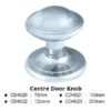Centre Door Knobs – 75mm – Satin Chrome Polished