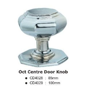 Oct Centre Door Knob – 85mm - Polished Chrome