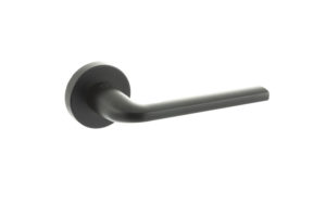 CleanTouch Anti-Bac Forme Milly Lever Door Handle on Minimal Round Rose - Matt Black